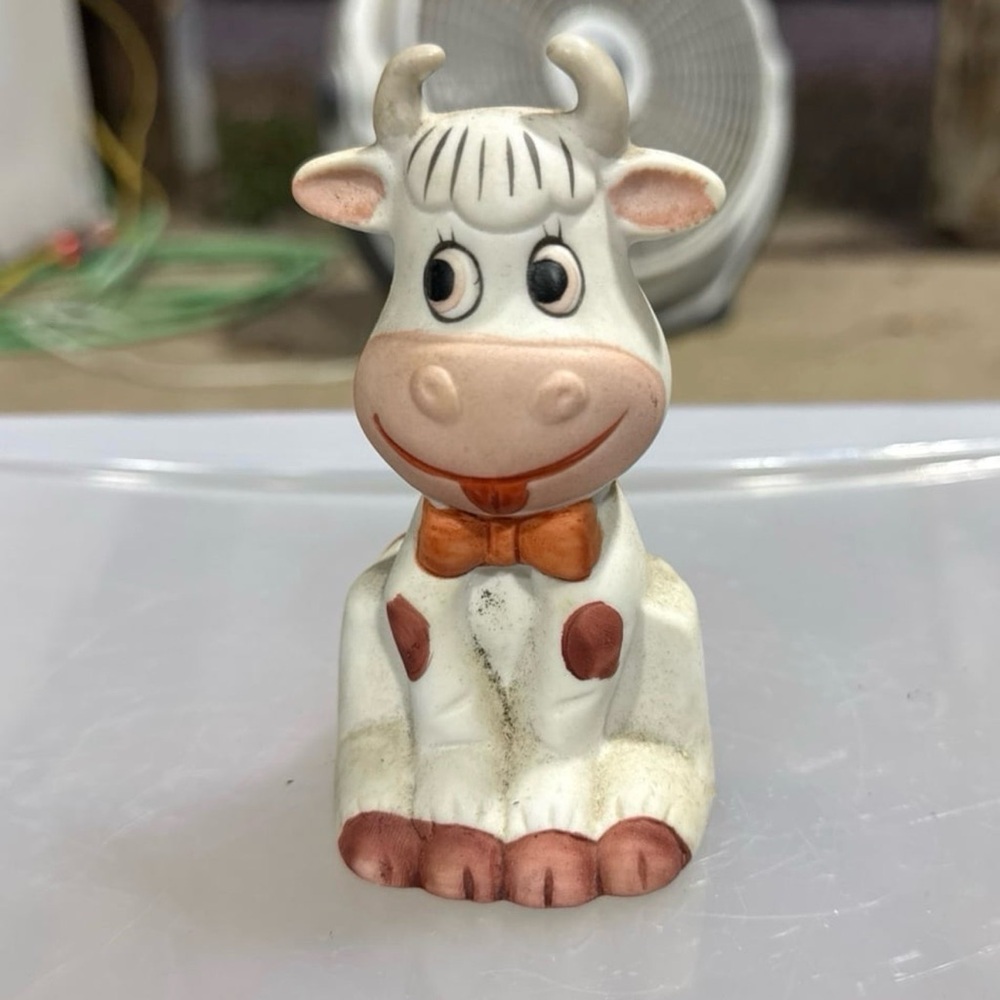 Vintage Ceramic Cow Figurine Bell Country Farmhouse Decor